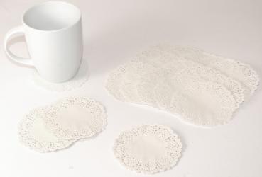 Tassenuntersetzer je 50 Stück Tischdeckchen Papiertassendeckchen Untersetzer Papier Weiß 1403