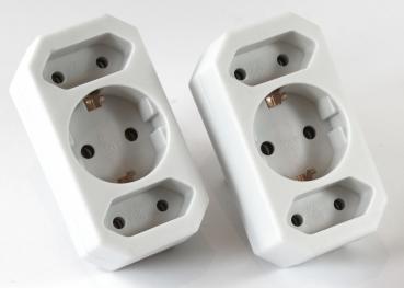 3-fach Steckdose Adapter 3fach Mehrsteckdose Multistecker Adapterstecker Schutzkontakt Schuko Mehrfachstecker 162/005183