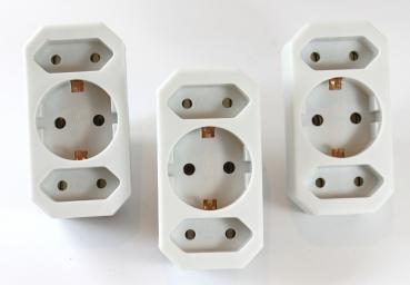 3-fach Steckdose Adapter 3fach Mehrsteckdose Multistecker Adapterstecker Schutzkontakt Schuko Mehrfachstecker 162/005183