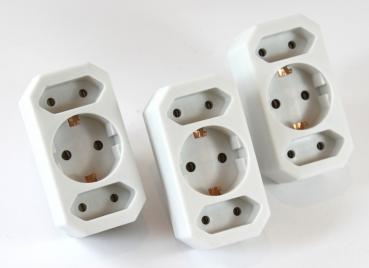 3-fach Steckdose Adapter 3fach Mehrsteckdose Multistecker Adapterstecker Schutzkontakt Schuko Mehrfachstecker 162/005183