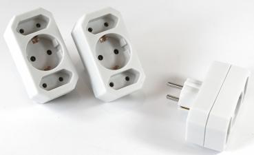 3-fach Steckdose Adapter 3fach Mehrsteckdose Multistecker Adapterstecker Schutzkontakt Schuko Mehrfachstecker 162/005183