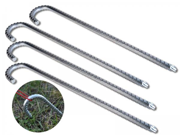 Bodenanker silber XL 38cm Ø 10mm Heringe Erdnagel Erdanker Erdspieß Bauanker Nagel Zelthering 300