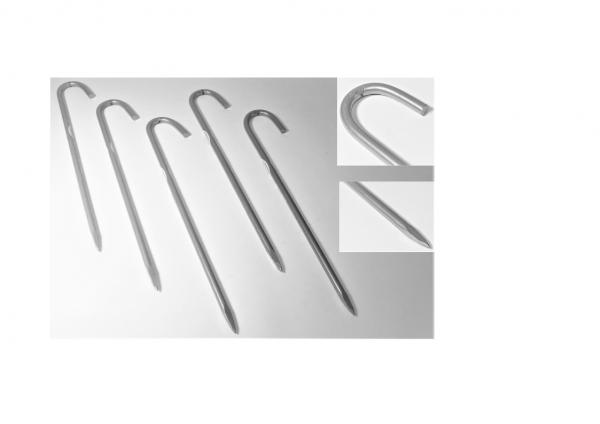 Bodenanker silber 42cm ungeriffelt Heringe Erdnagel Erdanker Erdspieß Bauanker Nagel Zelthering 489